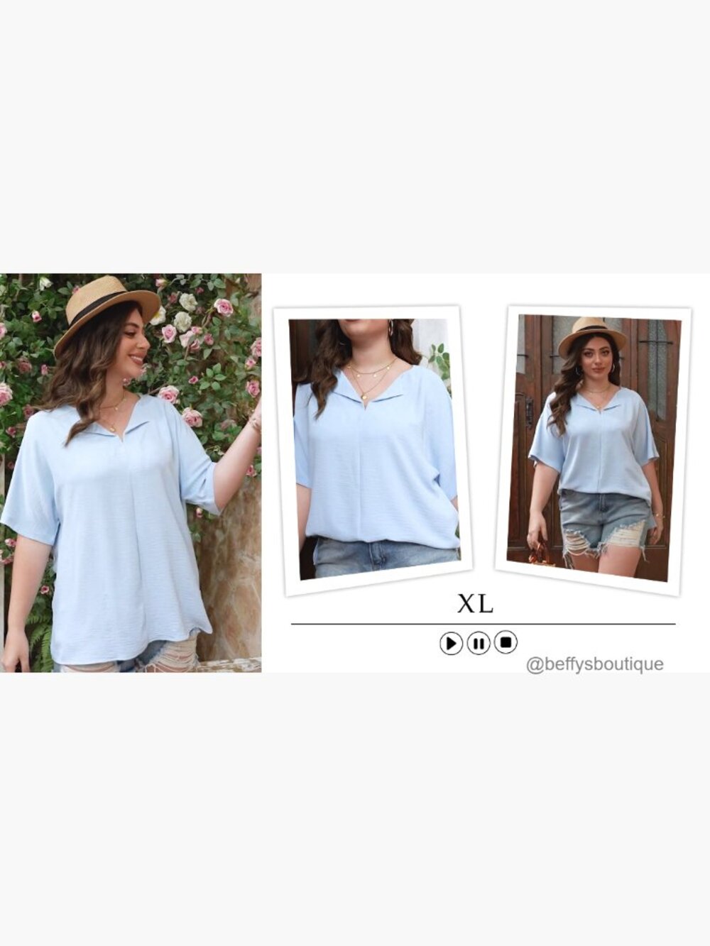 Plus Size V Neck Short Sleeve Tunic Tee Blouse Loose Fit T-Shirt Top - Picture 7 of 7